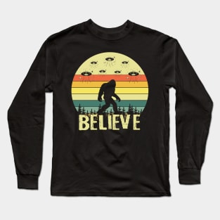 Retro Believe in Bigfoot Long Sleeve T-Shirt